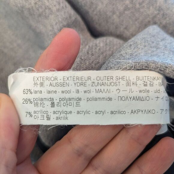 ZARA A-line Wool Duffle Coat jacket Gray detachable faux Fur Hood pockets size S - Picture 16 of 16